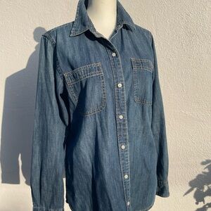LRL Lauren Jeans Co Ralph Lauren Womens Chambray Denim Shirt Size S